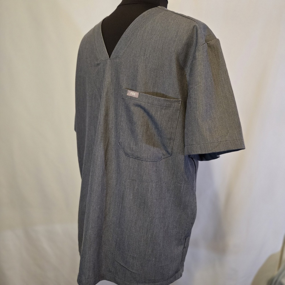 FIGS Technical Collection Scrub Top Gray Men's Large V-Neck Medical - Picture 2 of 7